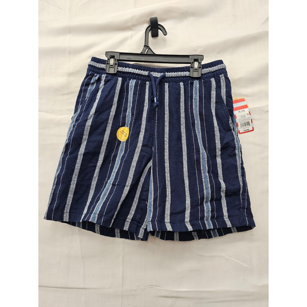 Cat & Jack Boys Striped Pull On Shorts Navy Cotton Blend Casual Size XL